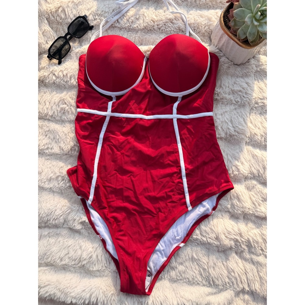 CUPSHE Red Bustier Structured One-Piece Swimsuit | NWT - SIZE XXL - Picture 2 of 9